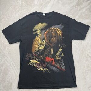 Vintage Y2K Marvel Mad Engine Spiderman and Venom Shirt Mens‎ L Black Preowned